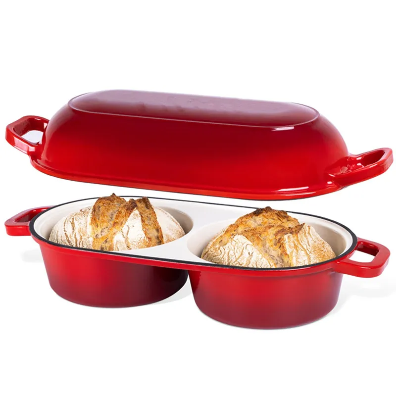 Dutch Oven Enamel - Enameled Cast Iron Bread Oven Double